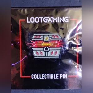 Loot Gaming Pixel Treasure Chest Enamel Pin - Red, Gray & Gold